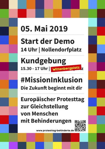 Plakat zum Europäischen Protesttag zur Gleichstellung von Menschen mit Behinderung